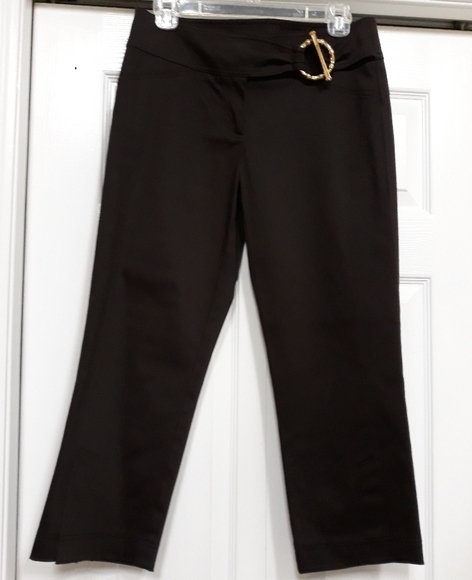 Caché Brown Cropped pants with Buckle size 4 - Picture 6 of 8